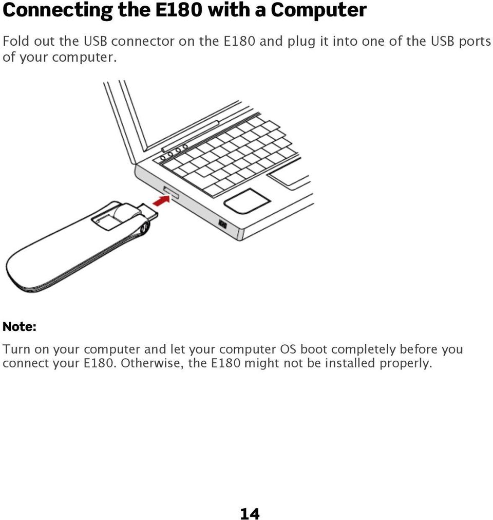 Note: Turn on your computer and let your computer OS boot completely