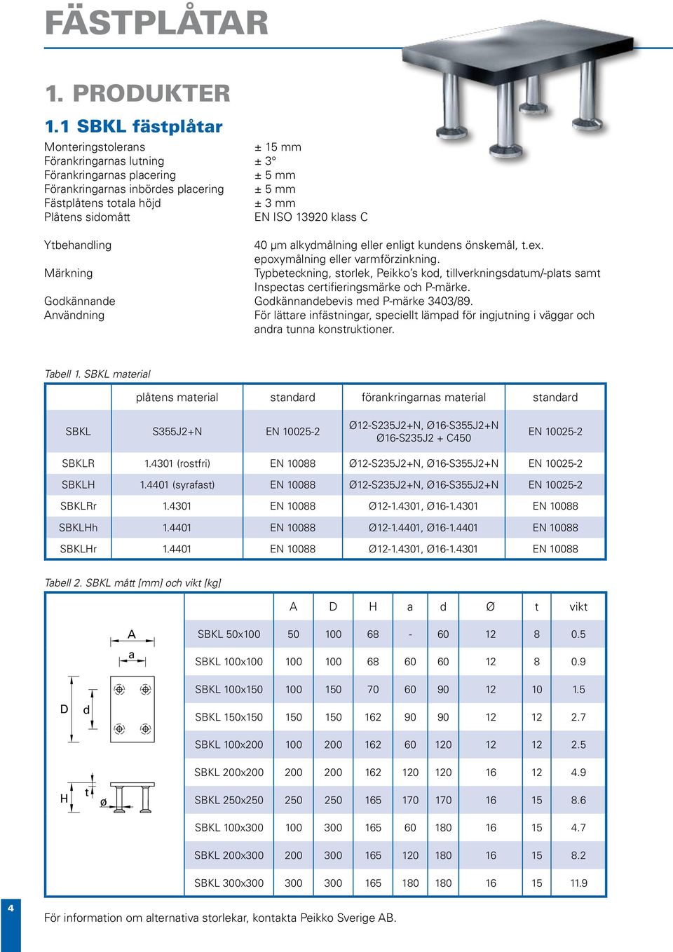 ISO 13920 klass C Ytbehandling 40 µm alkydmålning eller enligt kundens önskemål, t.ex. epoxymålning eller varmförzinkning.