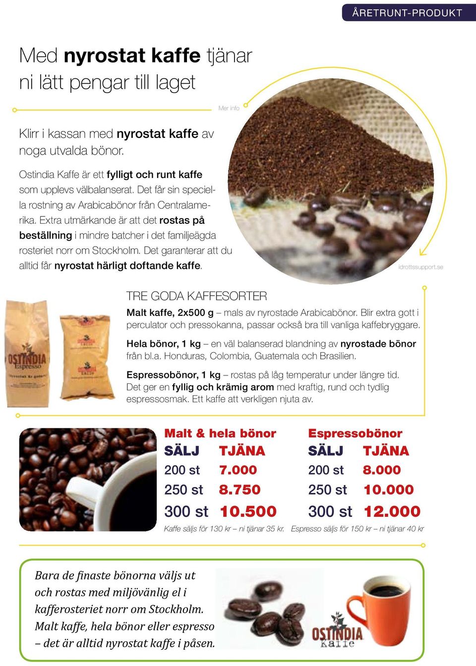 Det garanterar att du alltid får nyrostat härligt doftande kaffe. TRE GODA KAFFESORTER Malt kaffe, 2x500 g mals av nyrostade Arabicabönor.
