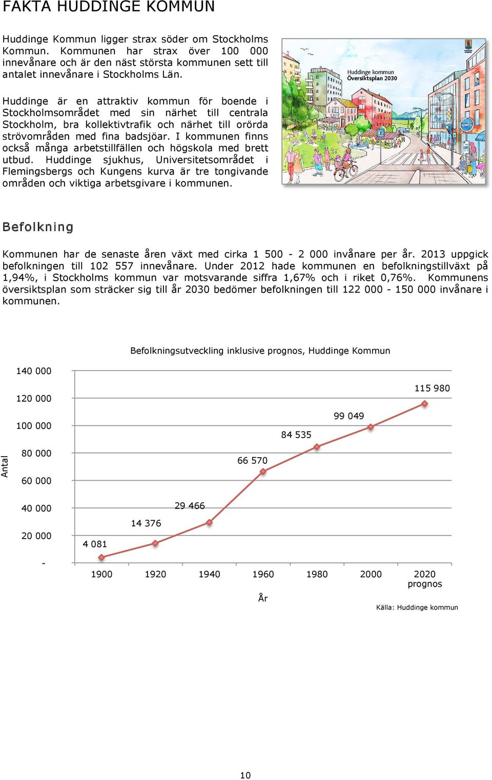 Huddinge kommun Översiktsplan 2030 Huddinge är en attraktiv kommun för boende i Stockholmsområdet med sin närhet till centrala Stockholm, bra kollektivtrafik och närhet till orörda strövområden med