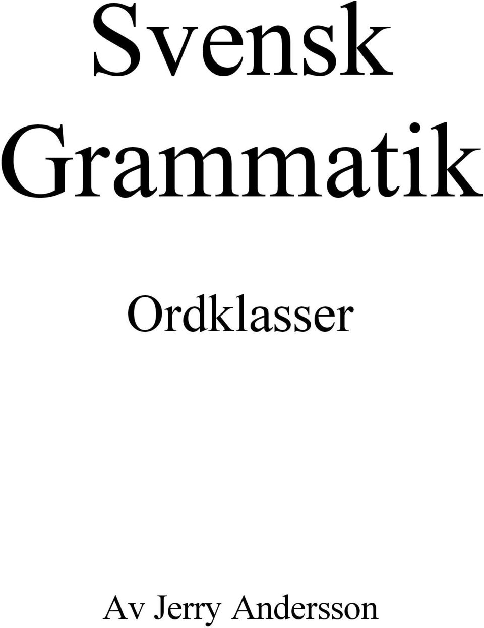 Ordklasser