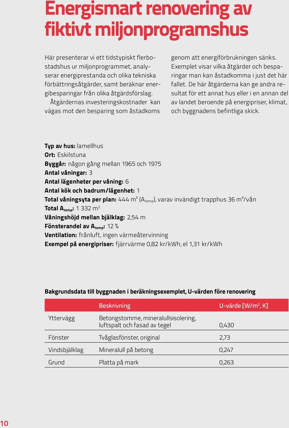 Exemplet visar vilka åtgärder och besparingar man kan åstadkomma i just det här fallet.