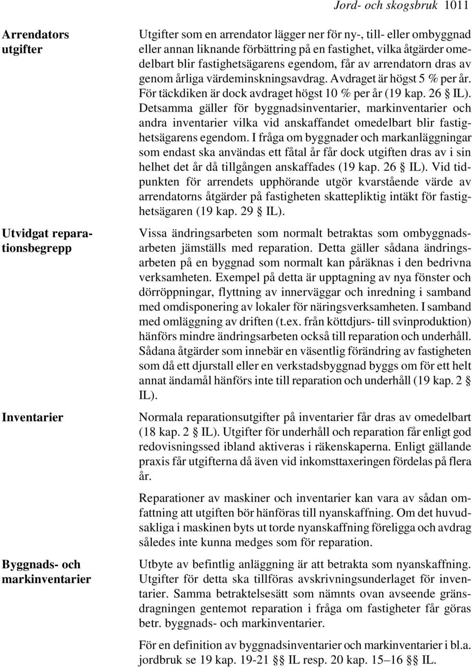 För täckdiken är dock avdraget högst 10 % per år (19 kap. 26 IL).