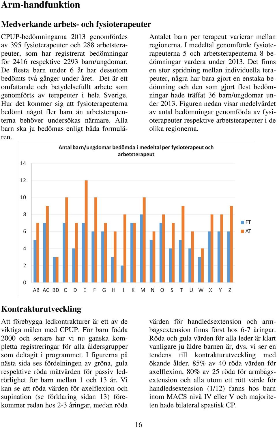 Hur det kommer sig att fysioterapeuterna bedömt något fler barn än arbetsterapeuterna behöver undersökas närmare. Alla barn ska ju bedömas enligt båda formulären.
