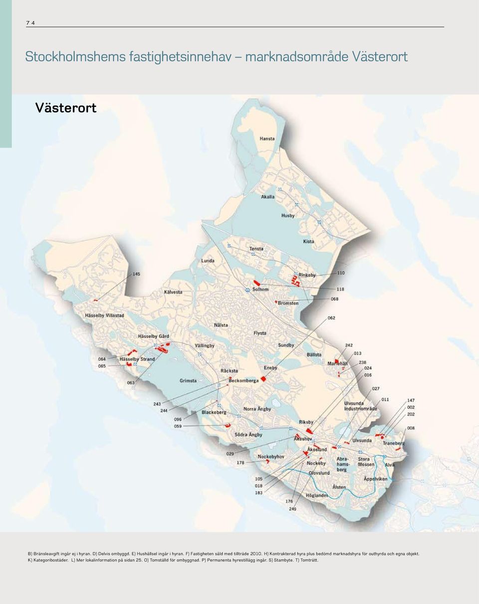 H) Kontrakterad hyra plus bedömd marknadshyra för outhyrda och egna objekt. K) Kategoribostäder.