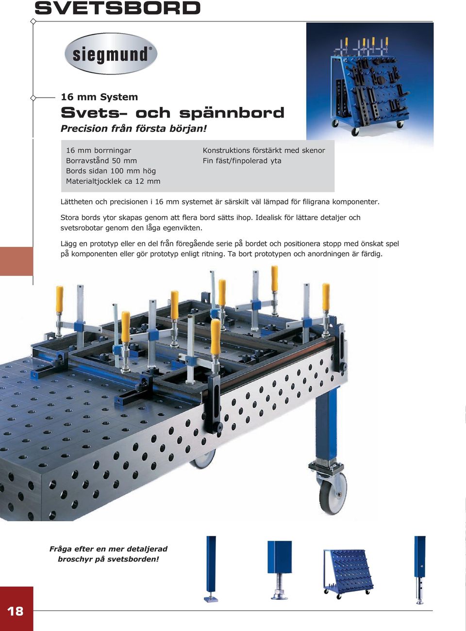 mm systemet är särskilt väl lämpad för filigrana komponenter. Stora bords ytor skapas genom att flera bord sätts ihop.