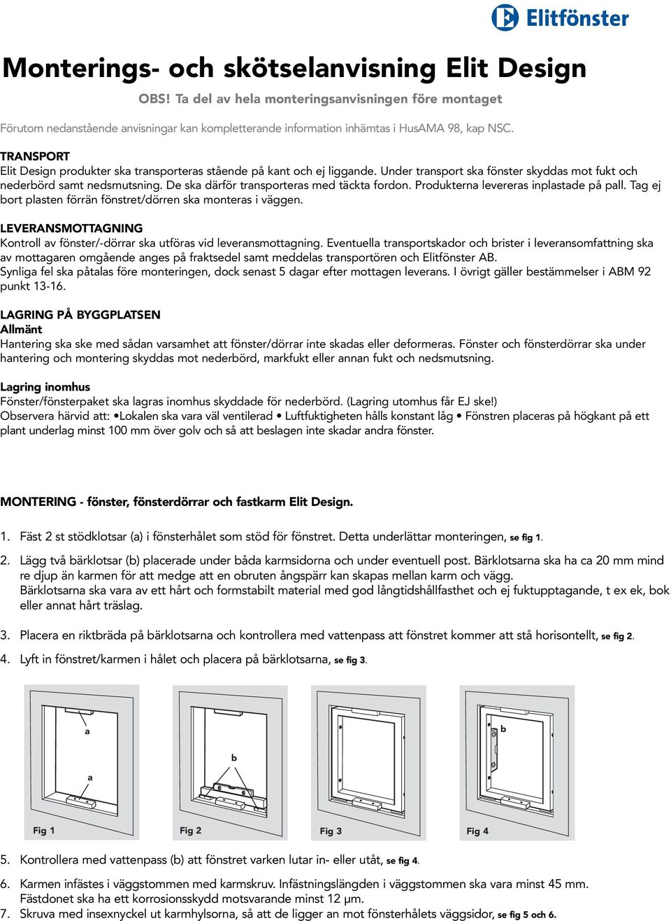 Monterings- och skötselanvisning Elit Design - PDF Free Download