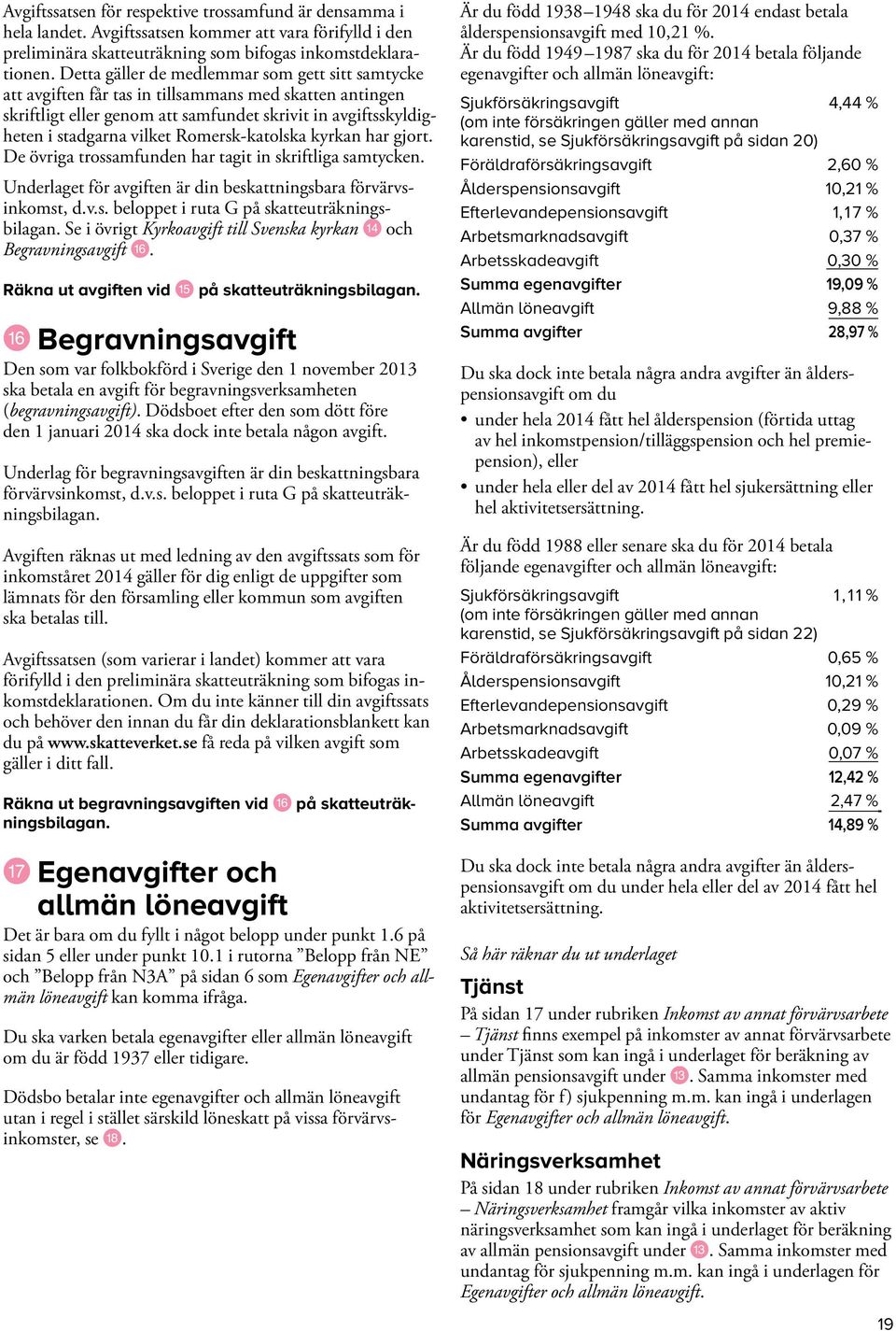 Romersk-katolska kyrkan har gjort. De övriga trossamfunden har tagit in skriftliga samtycken. et för avgiften är din beskattningsbara förvärvsinkomst, d.v.s. beloppet i ruta G på skatteuträkningsbilagan.