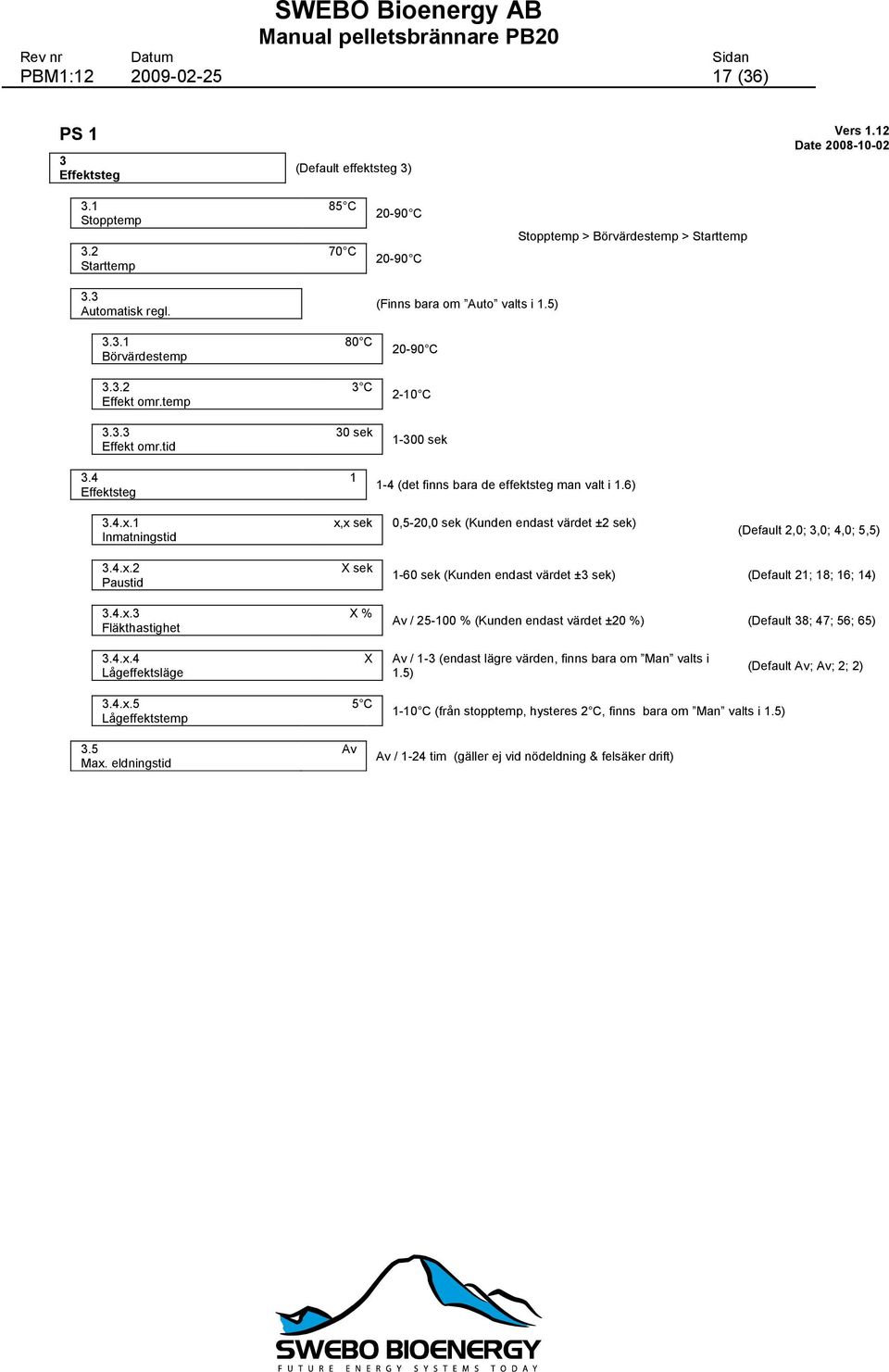 4 Effektsteg 1 1-4 (det finns bara de effektsteg man valt i 1.6) 3.4.x.