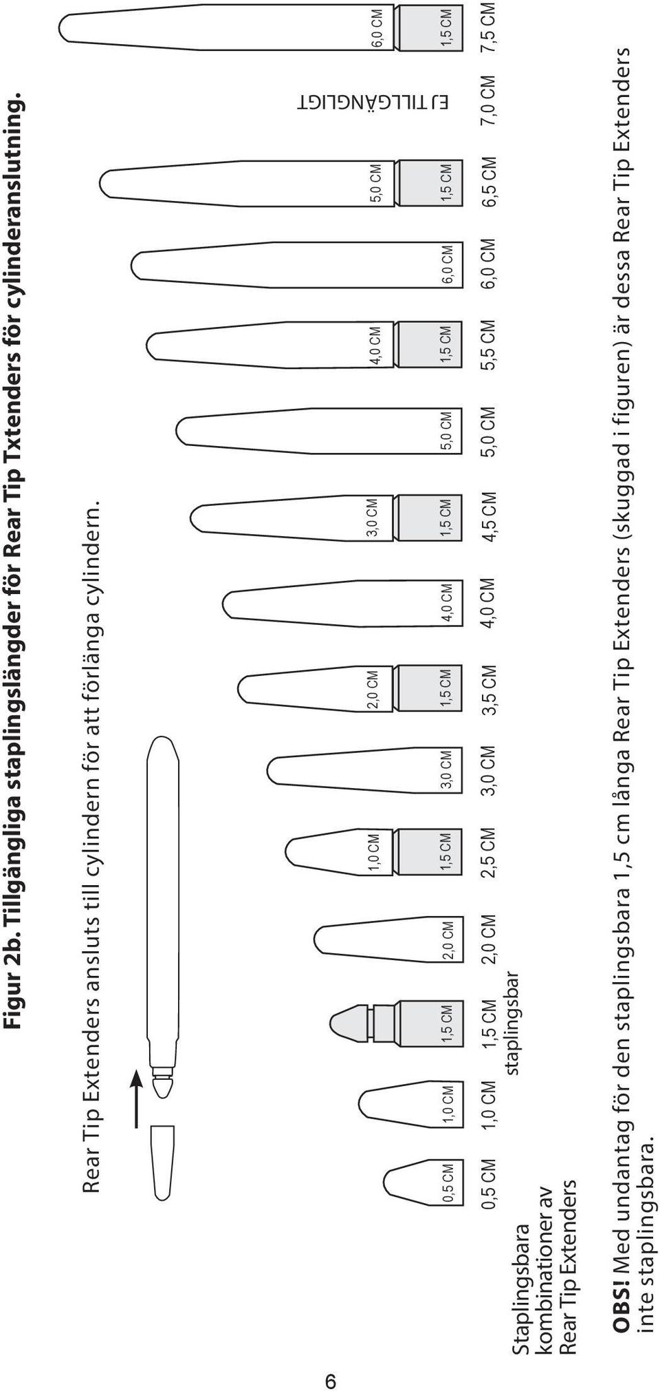 CM 1,5 CM Staplingsbara kombinationer av Rear Tip Extenders 0,5 CM 1,0 CM 1,5 CM staplingsbar Stackable 2,0 CM 2,5 CM 3,0 CM 3,5 CM 4,0 CM 4,5 CM 5,0 CM 5,5 CM