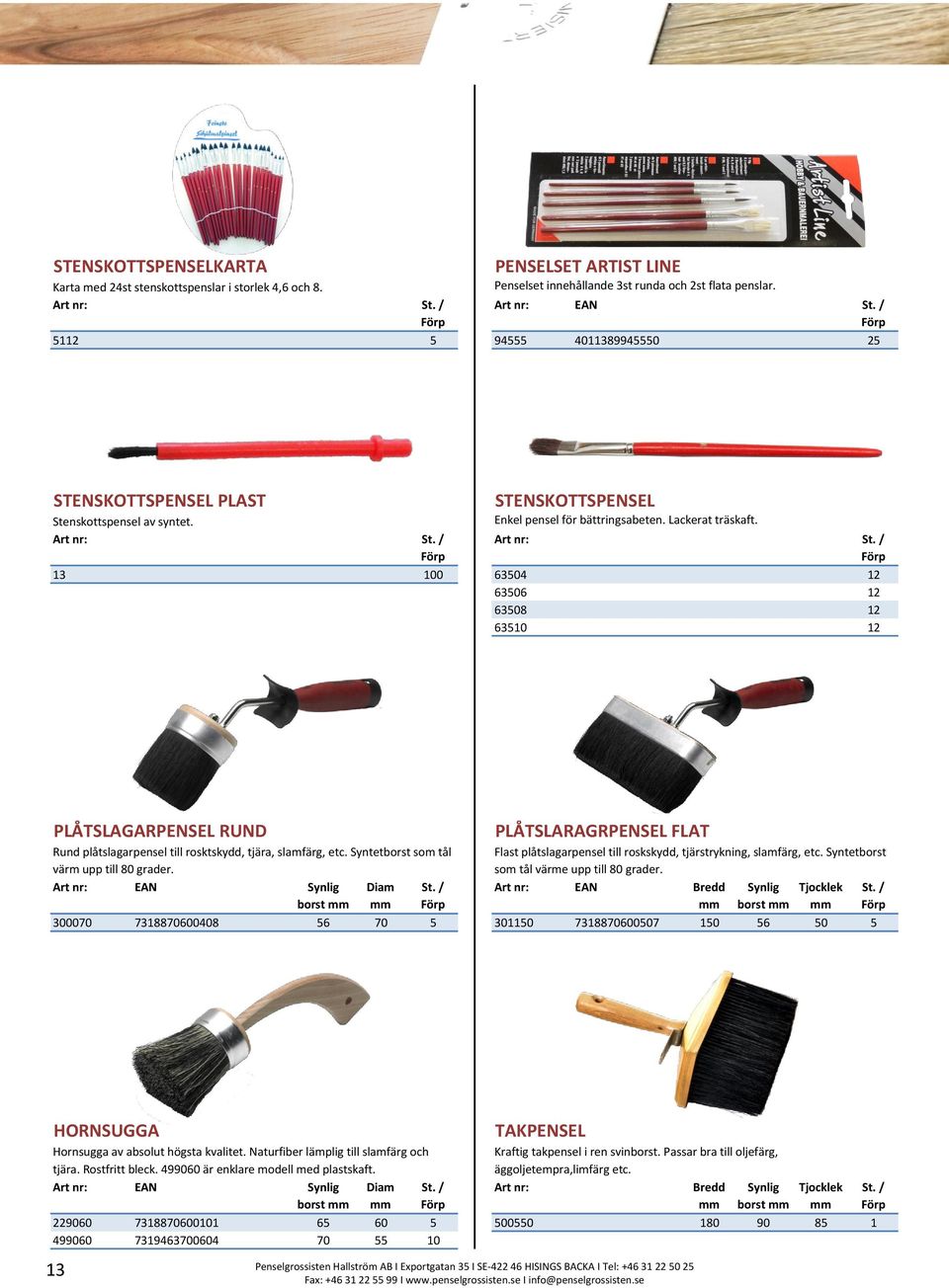 13 100 63504 12 63506 12 63508 12 63510 12 PLÅTSLAGARPENSEL RUND Rund plåtslagarpensel till rosktskydd, tjära, slafärg, etc. Syntetborst so tål vär upp till 80 grader.