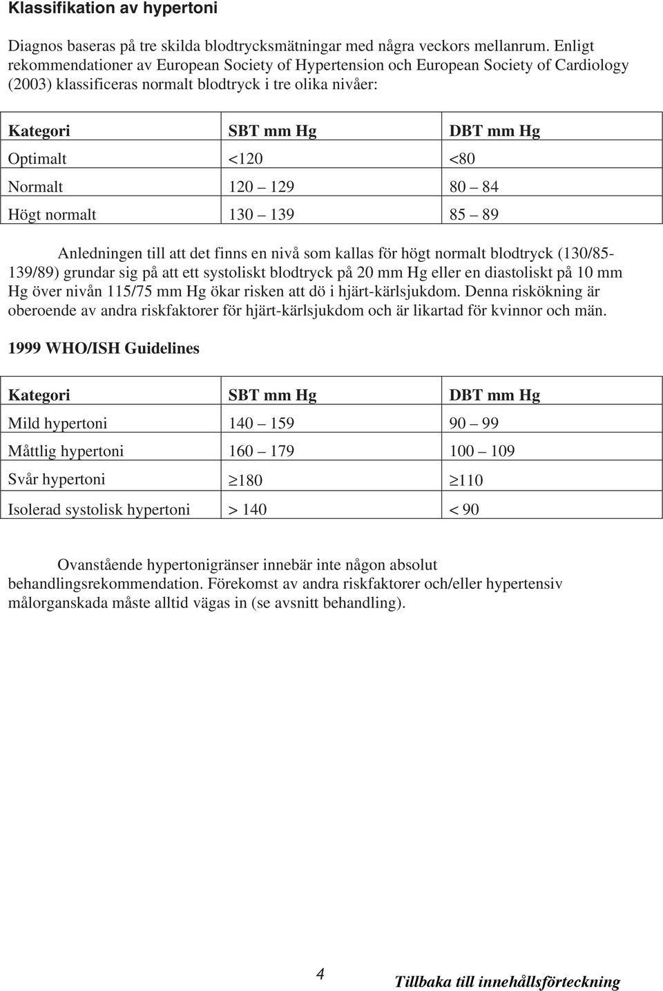 <80 Normalt 120 129 80 84 Högt normalt 130 139 85 89 Anledningen till att det finns en nivå som kallas för högt normalt blodtryck (130/85-139/89) grundar sig på att ett systoliskt blodtryck på 20 mm
