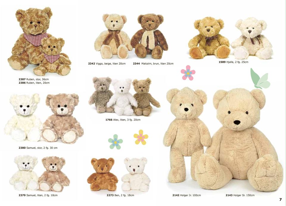 25cm 2387 Ruben, stor, 36cm 2386 Ruben, liten, 20cm 1766 Alex, liten, 3