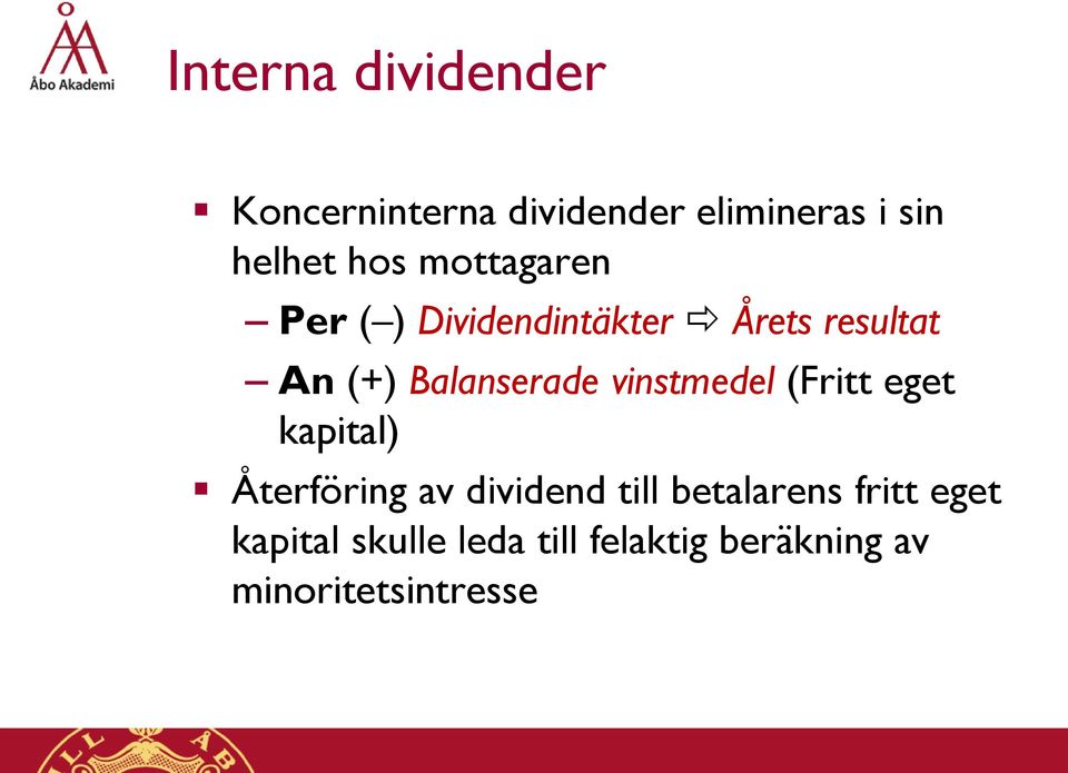vinstmedel (Fritt eget kapital) Återföring av dividend till betalarens