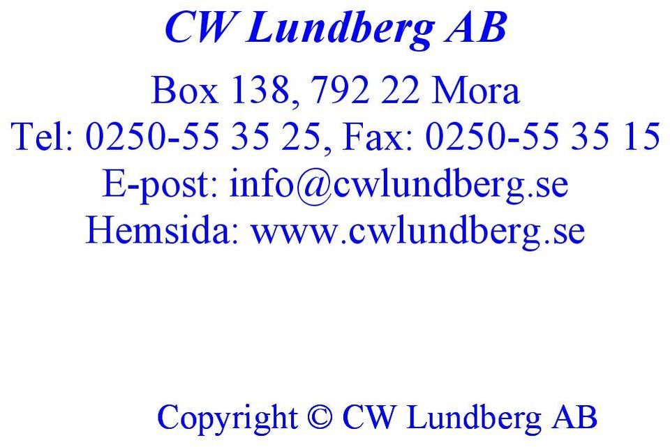 E-post: info@cwlundberg.