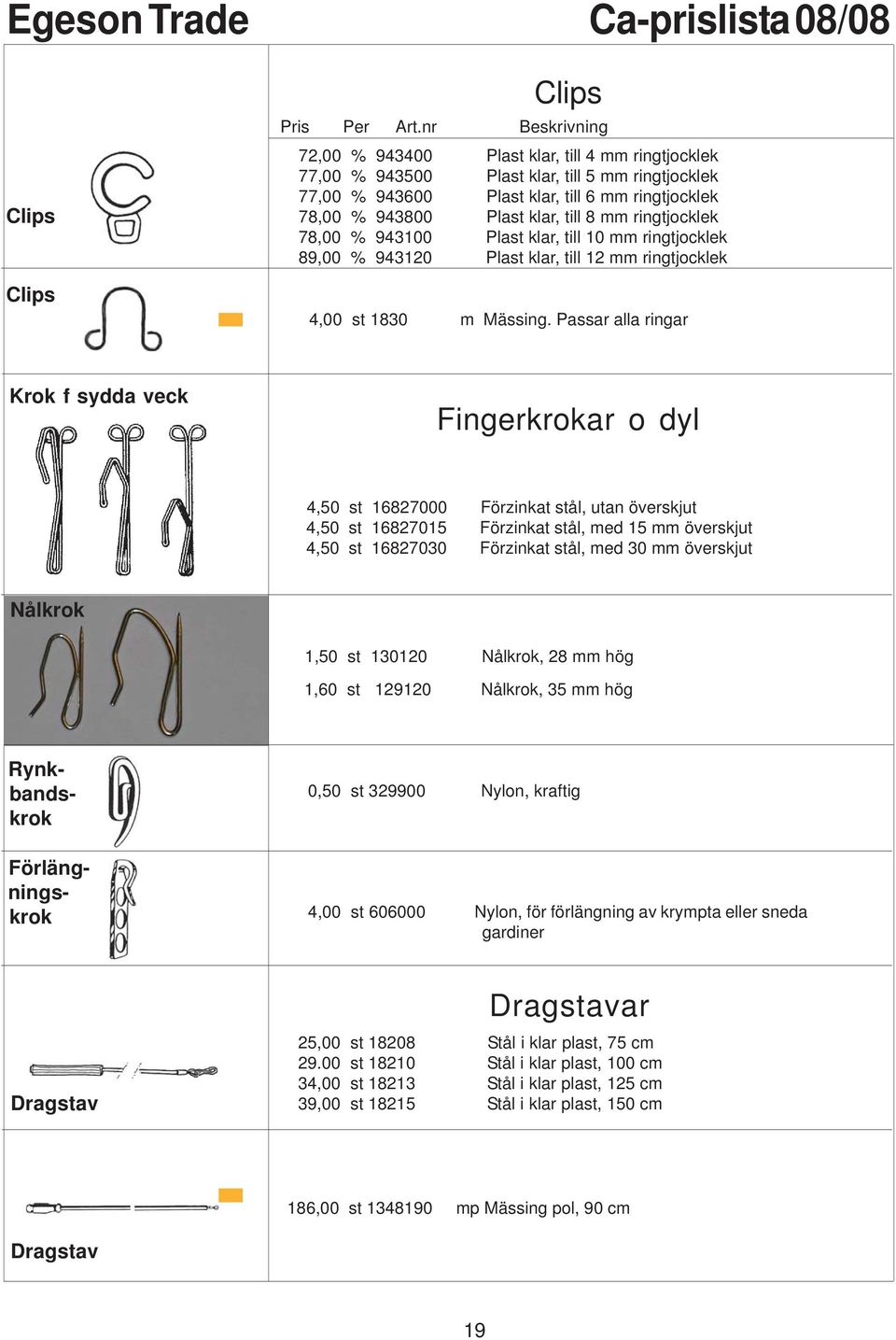 Passar alla ringar Krok f sydda veck Fingerkrokar o dyl 4,50 st 16827000 Förzinkat stål, utan överskjut 4,50 st 16827015 Förzinkat stål, med 15 mm överskjut 4,50 st 16827030 Förzinkat stål, med 30 mm