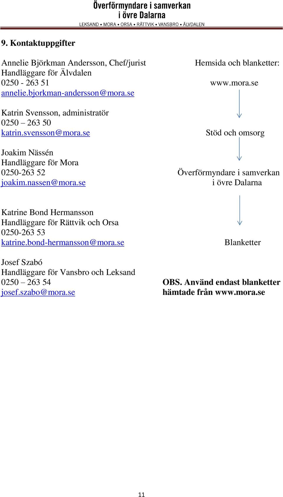 se Stöd och omsorg Joakim Nässén Handläggare för Mora 0250-263 52 Överförmyndare i samverkan joakim.nassen@mora.