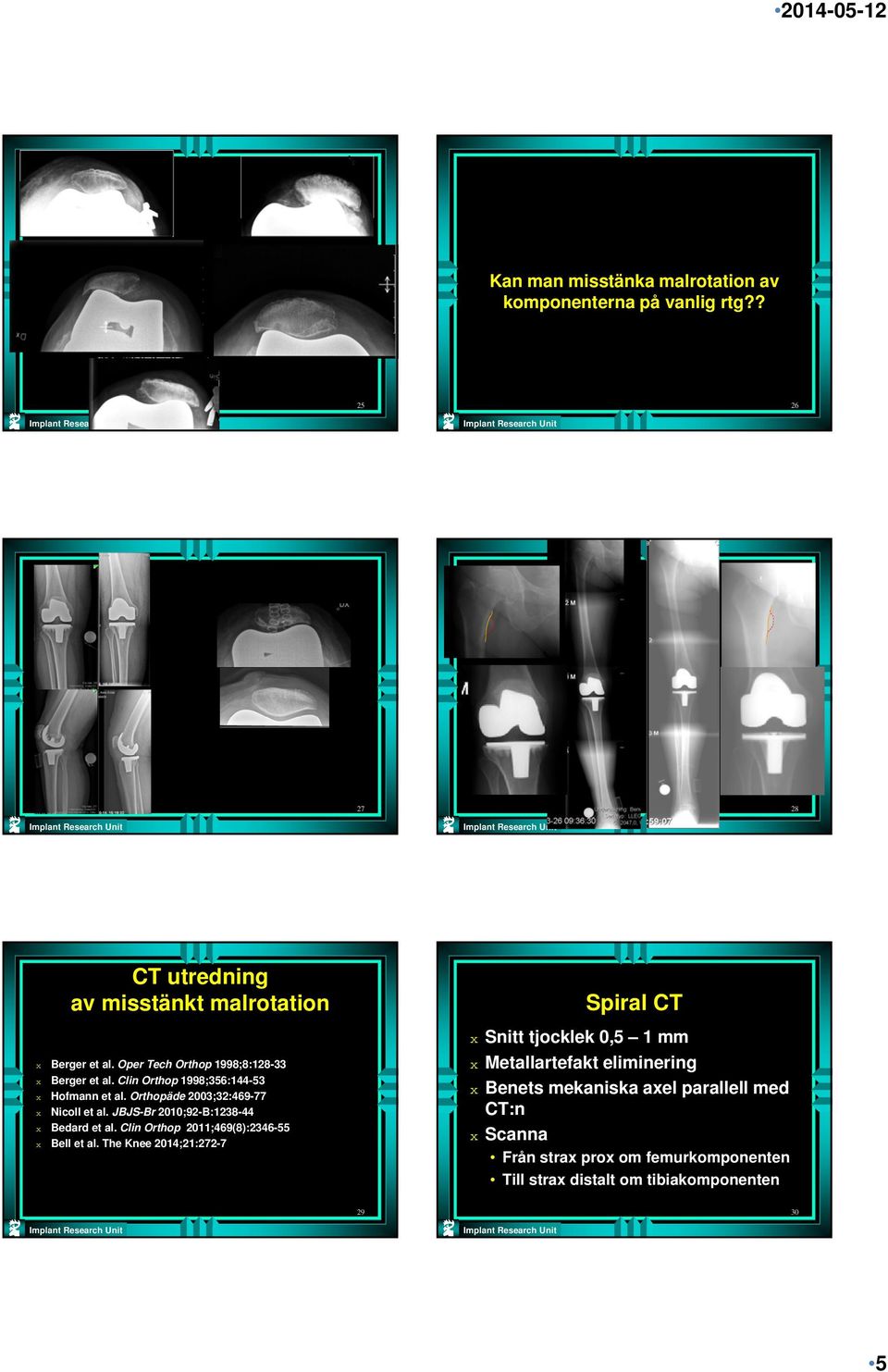 JBJS-Br 2010;92-B:1238-44 Bedard et al. Clin Orthop 2011;469(8):2346-55 Bell et al.