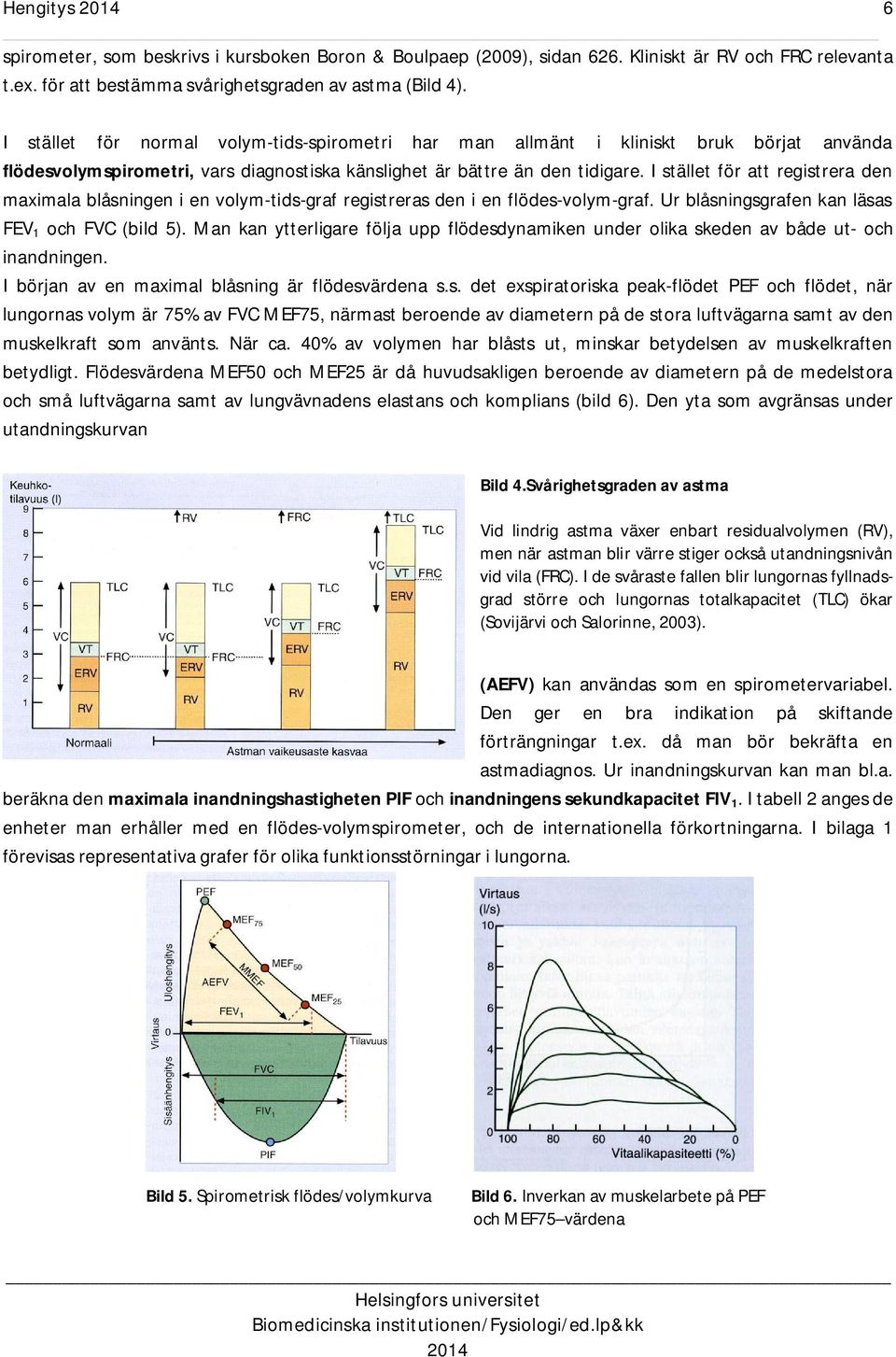 I stället för att registrera den maximala blåsningen i en volym-tids-graf registreras den i en flödes-volym-graf. Ur blåsningsgrafen kan läsas FEV 1 och FVC (bild 5).