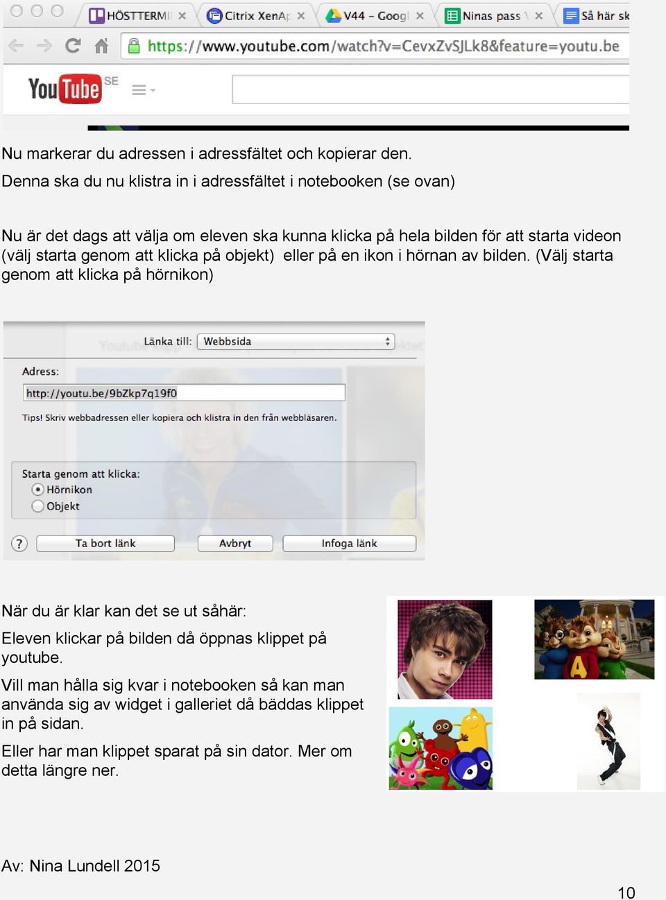 videon (välj starta genom att klicka på objekt) eller på en ikon i hörnan av bilden.