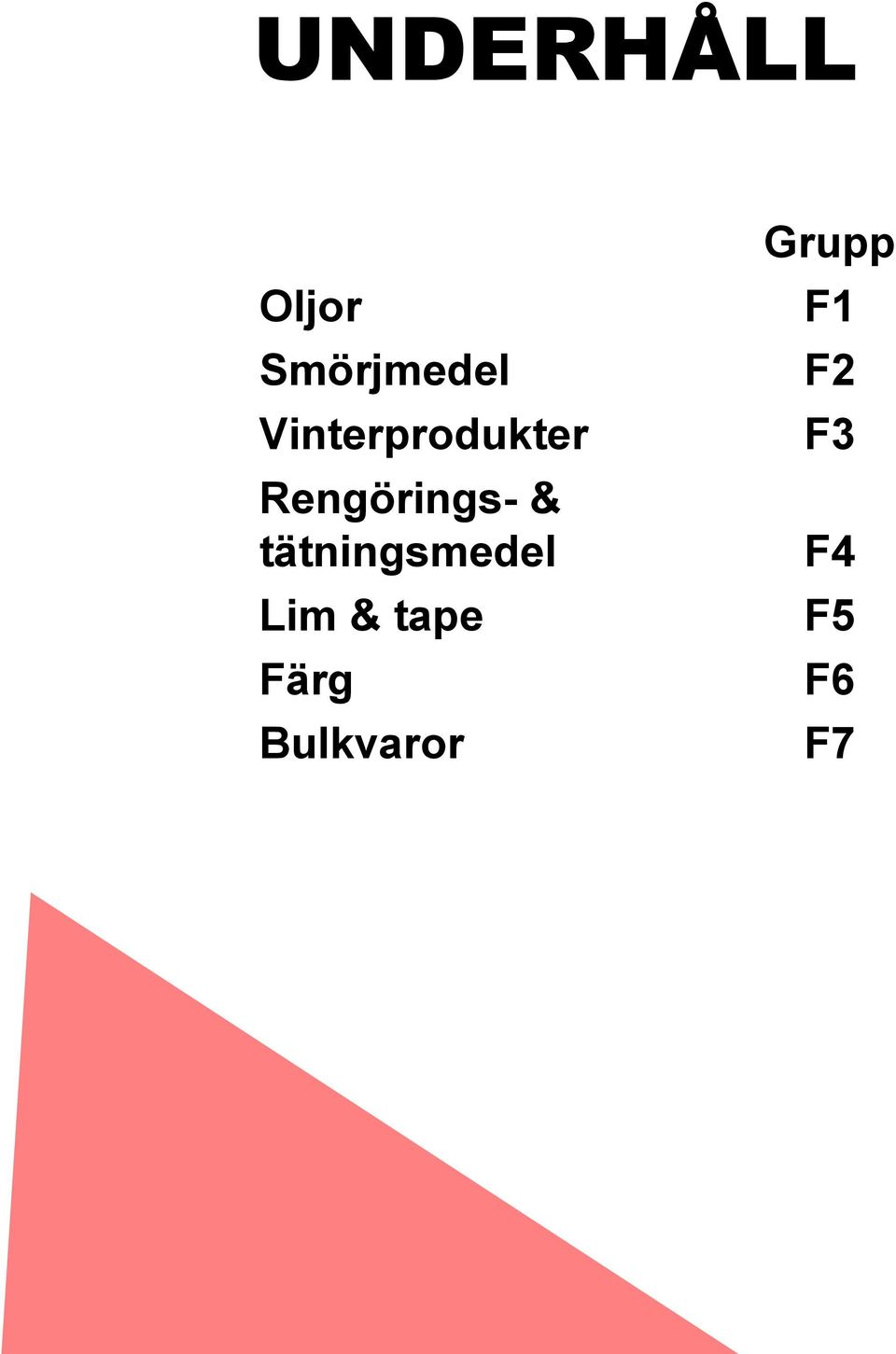 UNDERHÅLL. Grupp. Smörjmedel Vinterprodukter Rengörings- & tätningsmedel  Lim & tape. Bulkvaror - PDF Gratis nedladdning