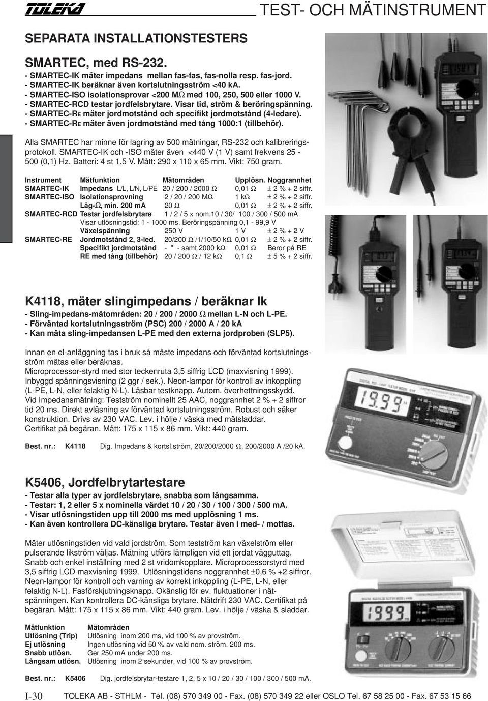 - SMARTEC-RE mäter jordmotstånd och specifikt jordmotstånd (4-ledare). - SMARTEC-RE mäter även jordmotstånd med tång 1000:1 (tillbehör).