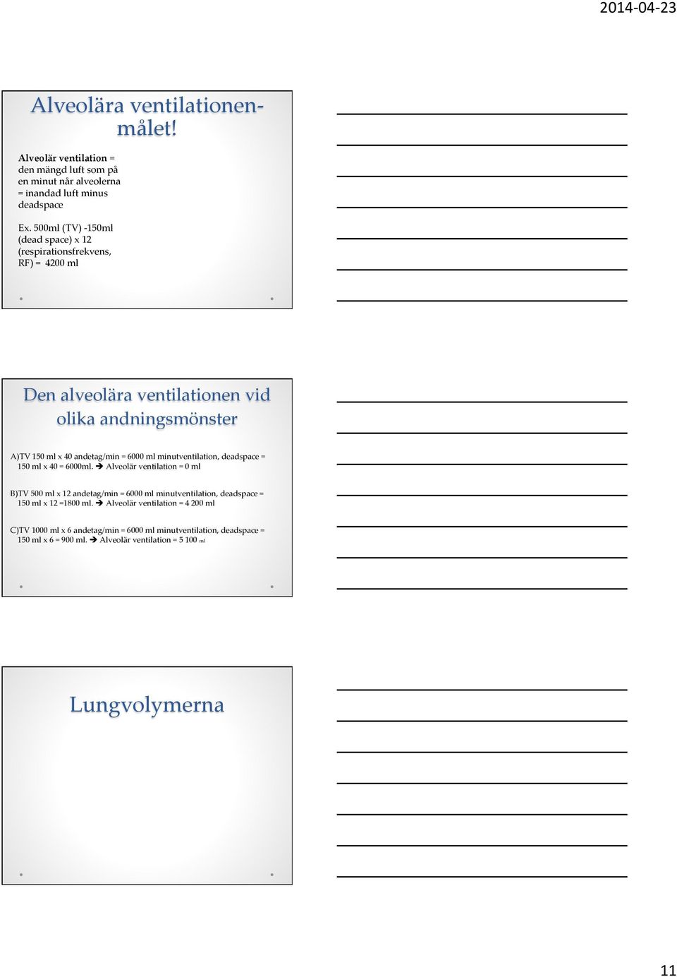 6000 ml minutventilation, deadspace = 150 ml x 40 = 6000ml.