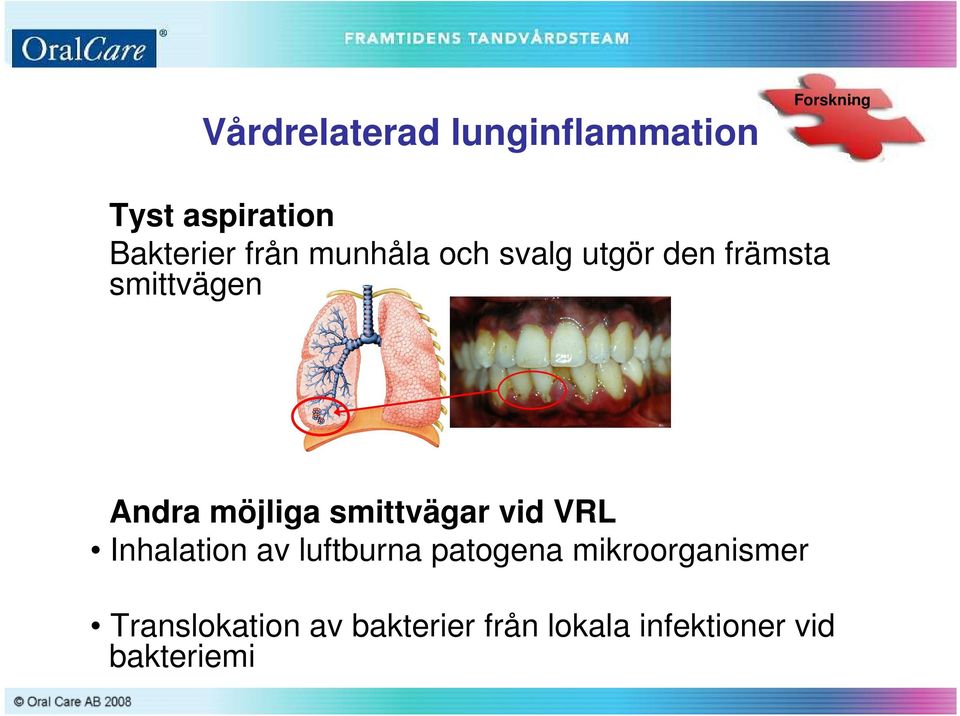 smittvägar vid VRL Inhalation av luftburna patogena