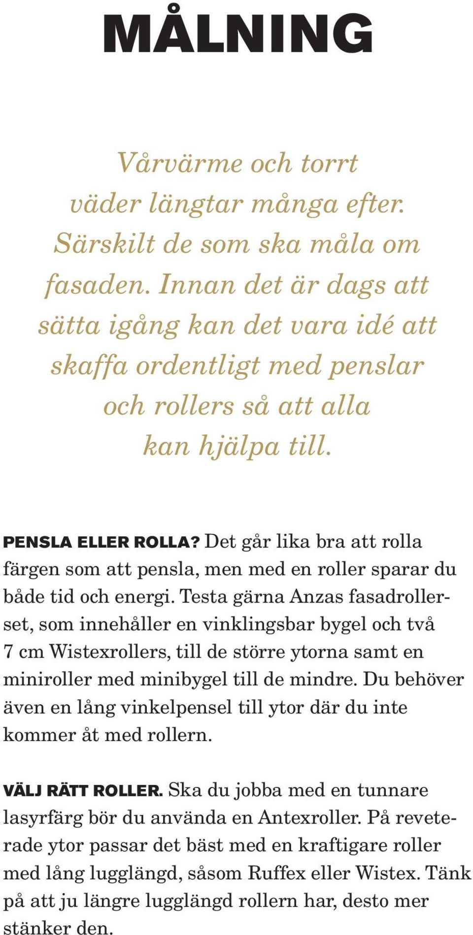 Det går lika bra att rolla färgen som att pensla, men med en roller sparar du både tid och energi.