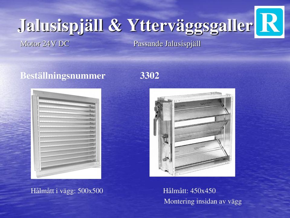 Beställningsnummer 3302 Hålmått i vägg: