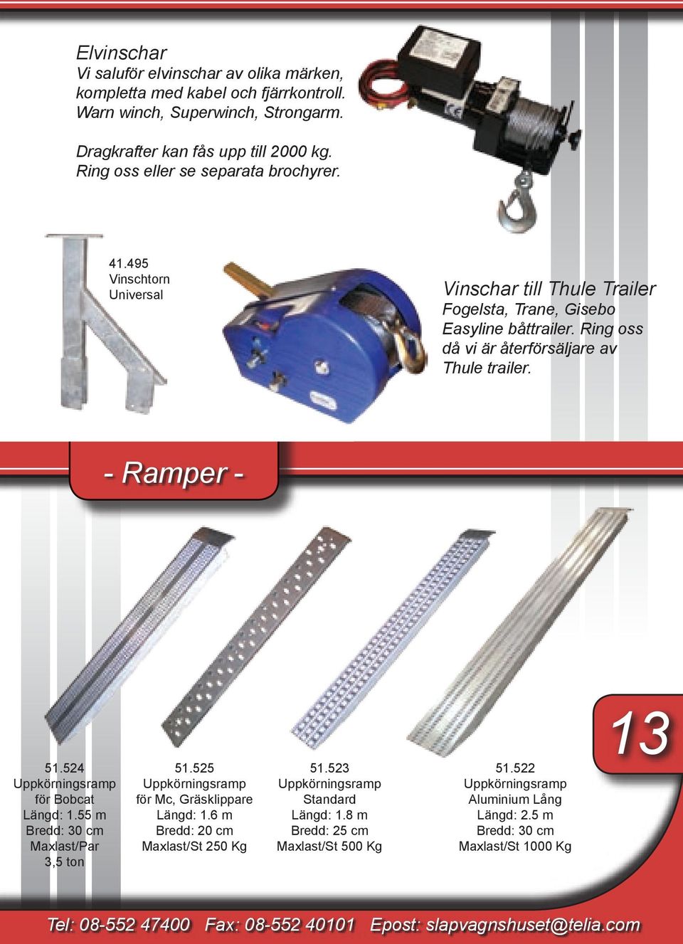 - Ramper - 51.524 Uppkörningsramp för Bobcat Längd: 1.55 m Bredd: 30 cm Maxlast/Par 3,5 ton 51.525 Uppkörningsramp för Mc, Gräsklippare Längd: 1.6 m Bredd: 20 cm Maxlast/St 250 Kg 51.