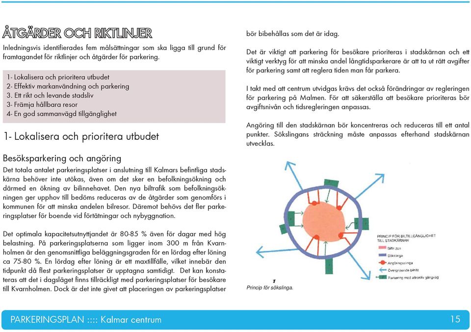 Ett rikt och levande stadsliv 3- Främja hållbara resor 4- En god sammanvägd tillgänglighet 1- Lokalisera och prioritera utbudet Besöksparkering och angöring Det totala antalet parkeringsplatser i