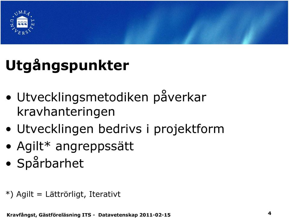 bedrivs i projektform Agilt*