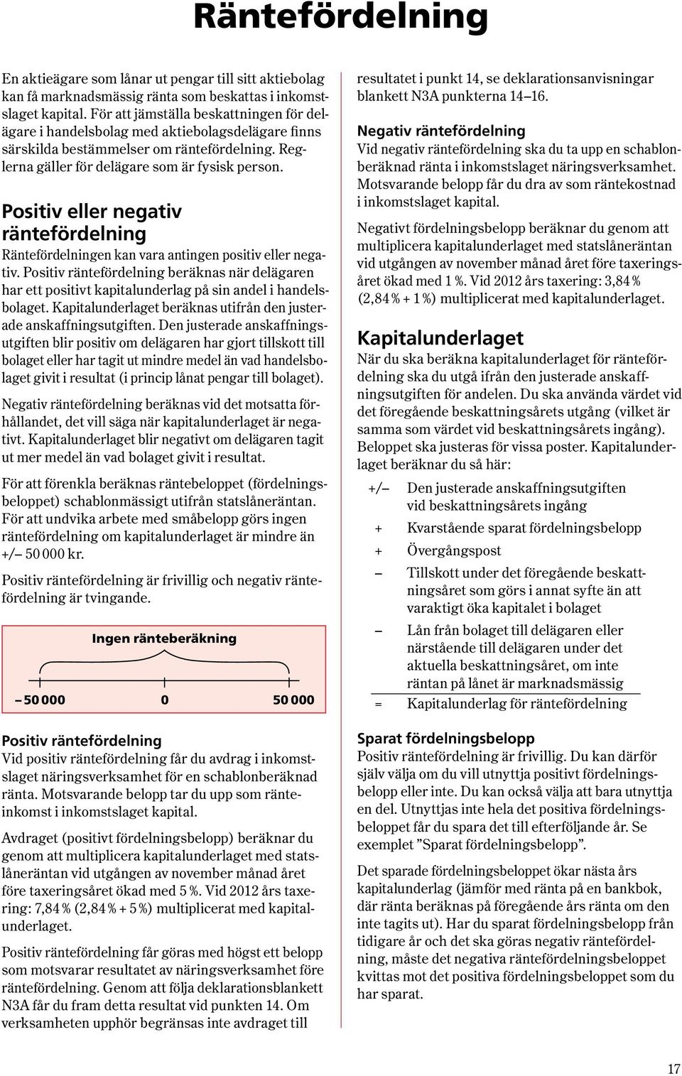 Positiv eller negativ räntefördelning Räntefördelningen kan vara antingen positiv eller negativ.