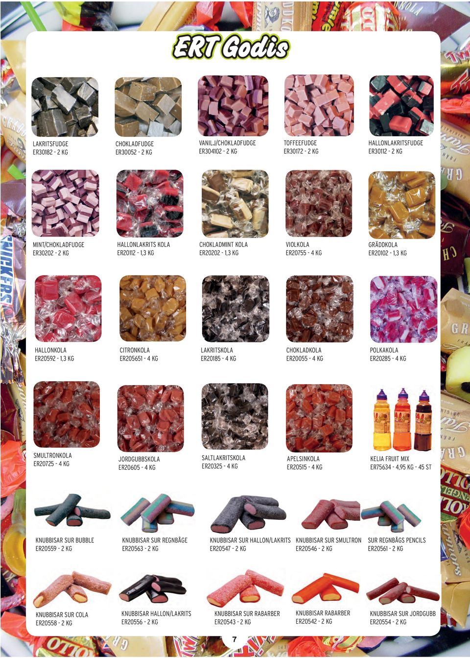 JORDGUBBSKOLA ER20605-4 KG SALTLAKRITSKOLA ER20325-4 KG APELSINKOLA ER20515-4 KG KELIA FRUIT MIX ER75634-4,95 KG - 45 ST HALLONKOLA ER20592-1,3 KG SMULTRONKOLA ER20725-4 KG KNUBBISAR SUR BUBBLE