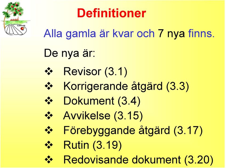 1) Korrigerande åtgärd (3.3) Dokument (3.