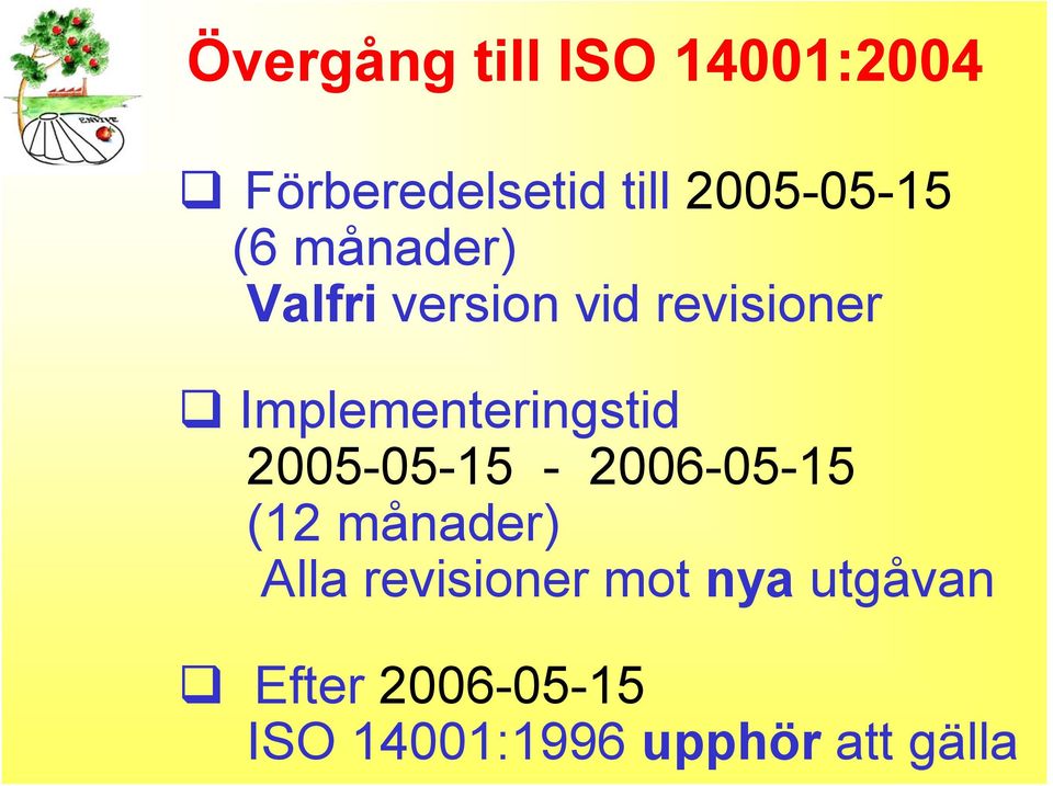 Implementeringstid 2005-05-15-2006-05-15 (12 månader) Alla