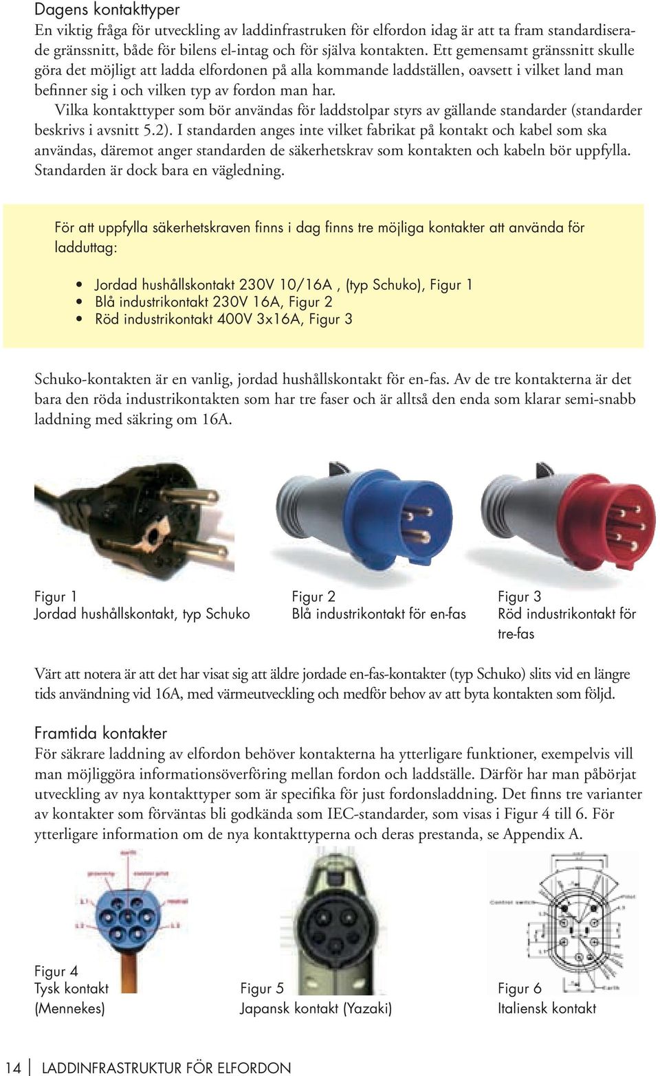 Vilka kontakttyper som bör användas för laddstolpar styrs av gällande standarder (standarder beskrivs i avsnitt 5.2).