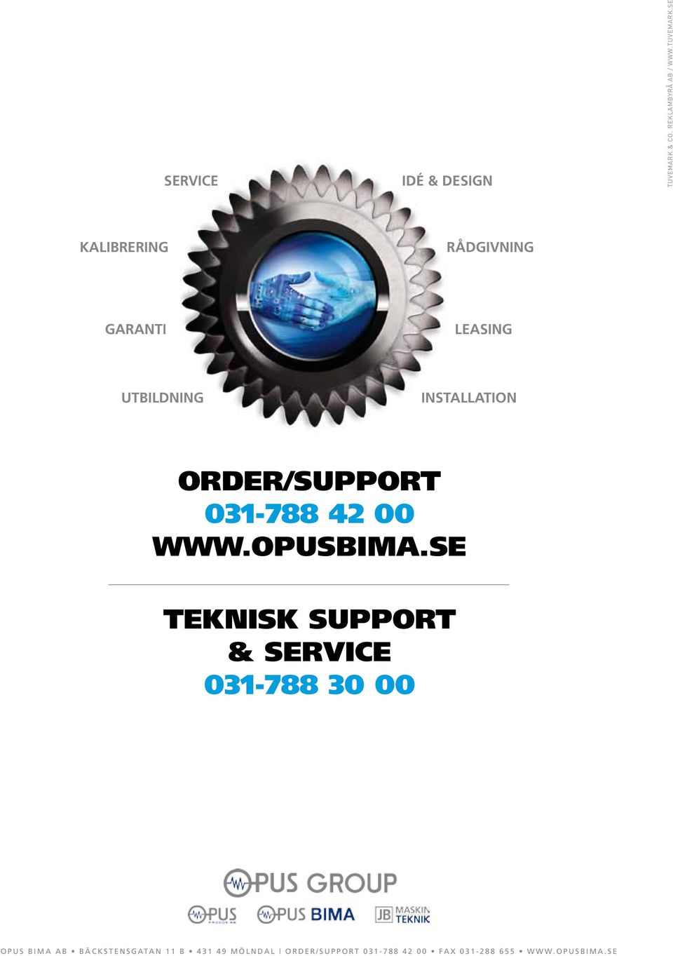 se kalibrering rådgivning garanti leasing utbildning installation Order/support