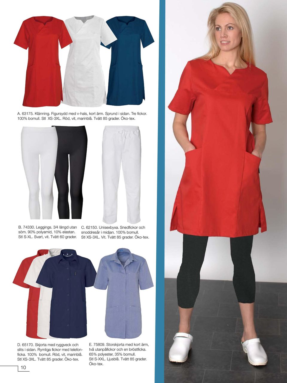 100% bomull. Stl XS-3XL. Vit. 10 D. 65170. Skjorta med ryggveck och slits i sidan. Rymliga fickor med telefonficka. 100% bomull.