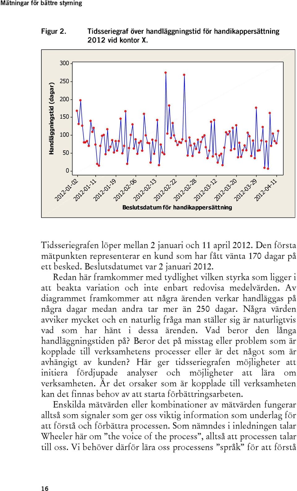 Beslutsdatumet var 2 januari 2012. Redan här framkommer med tydlighet vilken styrka som ligger i att beakta variation och inte enbart redovisa medelvärden.