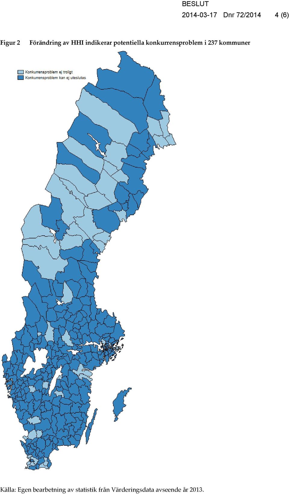 konkurrensproblem i 237 kommuner Källa: Egen