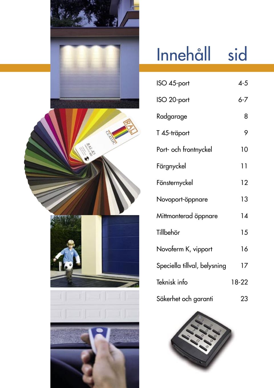 Novoport-öppnare 13 Mittmonterad öppnare 14 Tillbehör 15 Novoferm K,