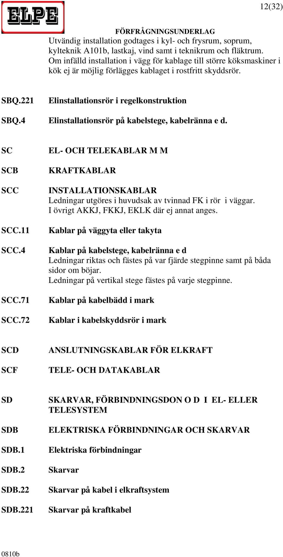 4 Elinstallationsrör på kabelstege, kabelränna e d. SC SCB SCC SCC.11 SCC.4 SCC.71 SCC.