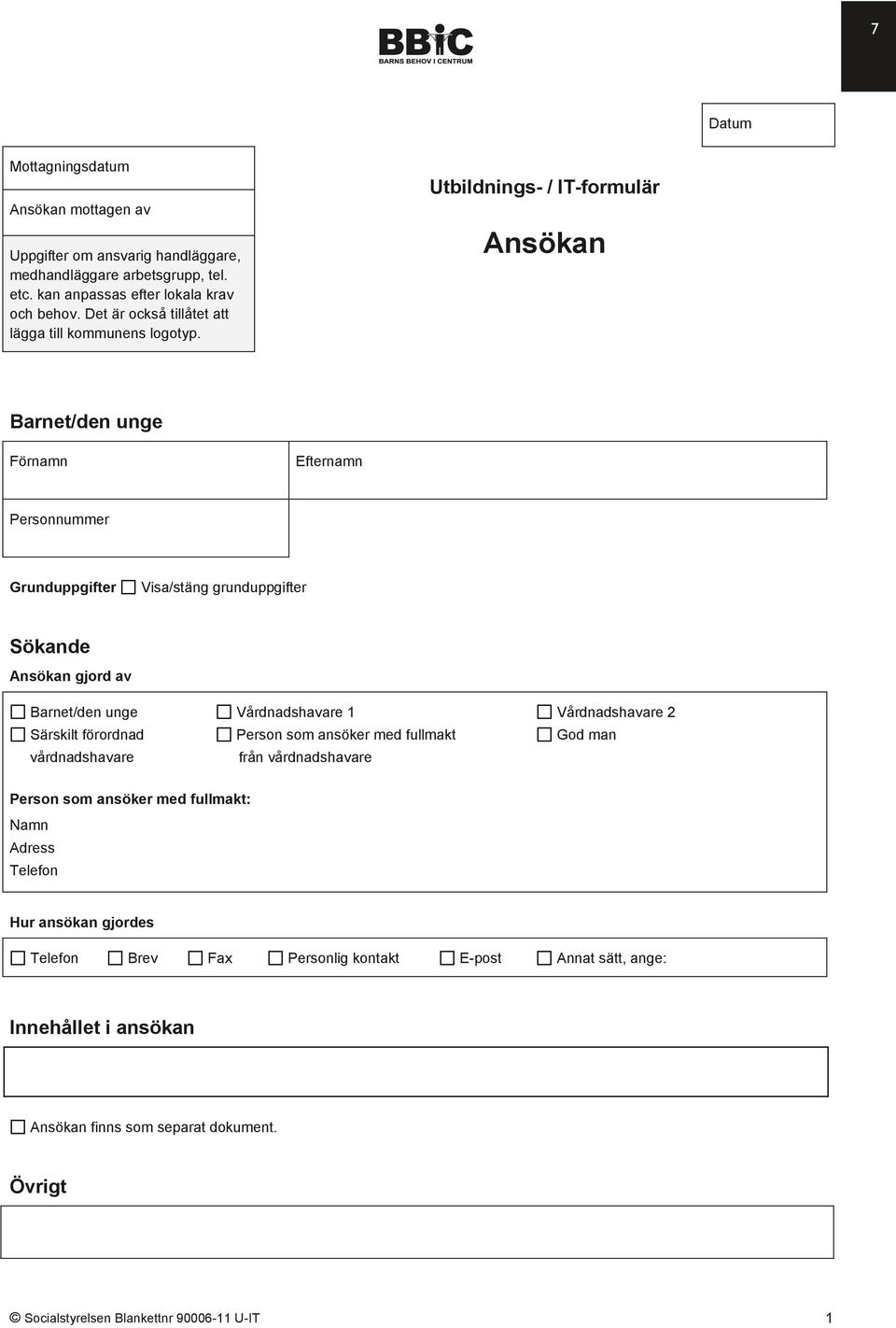 Barnet/den unge Förnamn Efternamn Personnummer Grunduppgifter Visa/stäng grunduppgifter Sökande Ansökan gjord av Barnet/den unge Vårdnadshavare 1 Vårdnadshavare 2 Särskilt förordnad