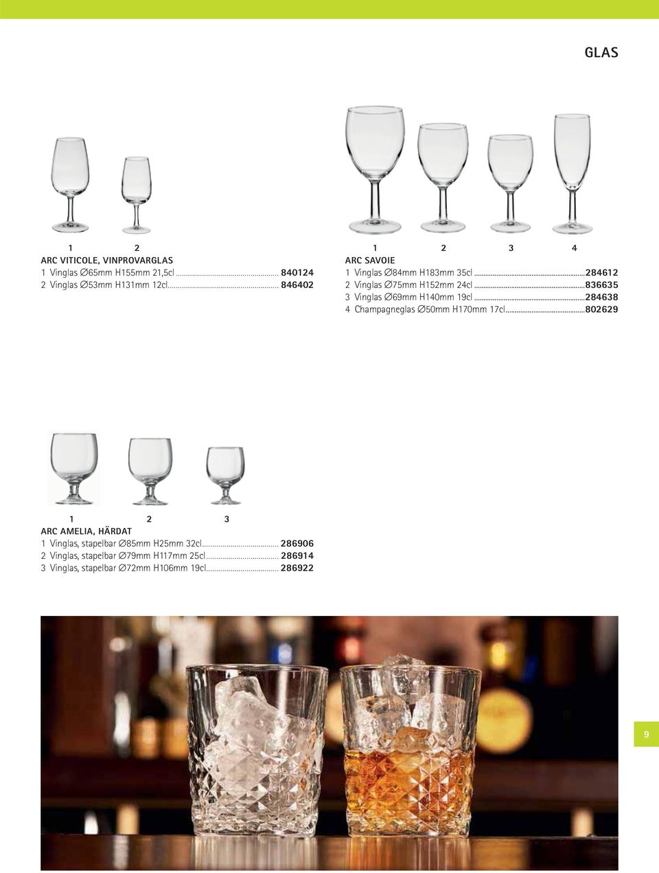 ..836635 3 Vinglas 69mm H140mm 19cl...284638 4 Champagneglas 50mm H170mm 17cl.