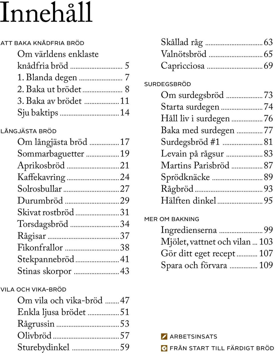 .. 41 Stinas skorpor... 43 Vila och vika-bröd Om vila och vika-bröd... 47 Enkla ljusa brödet... 51 Rågrussin... 53 Olivbröd... 57 Sturebydinkel... 59 Skållad råg... 63 Valnötsbröd... 65 Capricciosa.