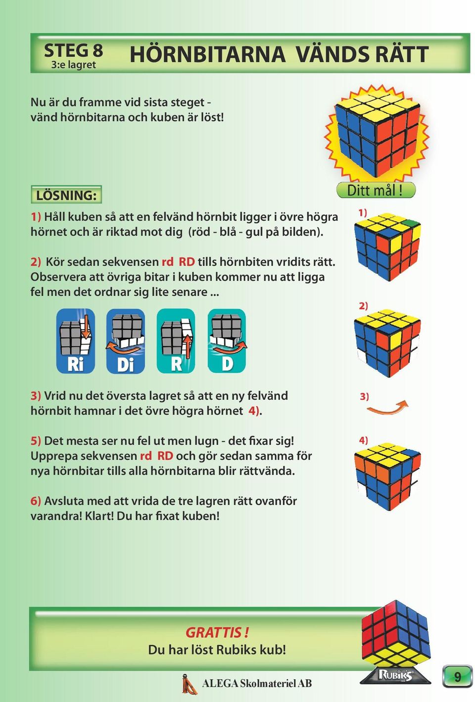 Lös Rubiks kub i 8 steg - PDF Gratis nedladdning