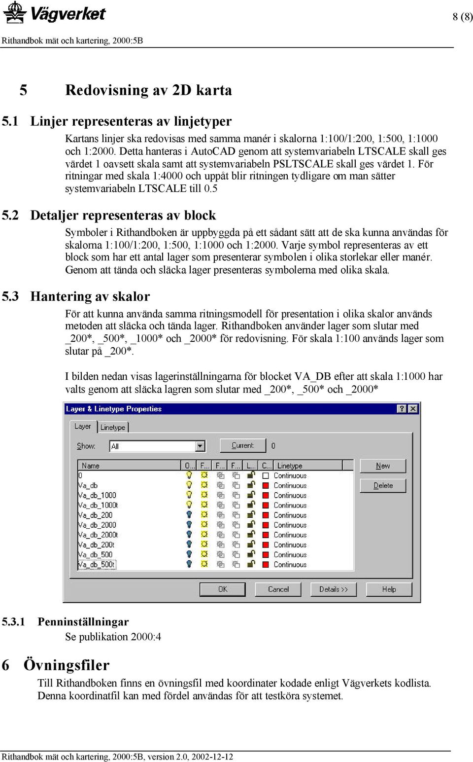 Detta hanteras i AutoCAD genom att systemvariabeln LTSCALE skall ges värdet 1 oavsett skala samt att systemvariabeln PSLTSCALE skall ges värdet 1.