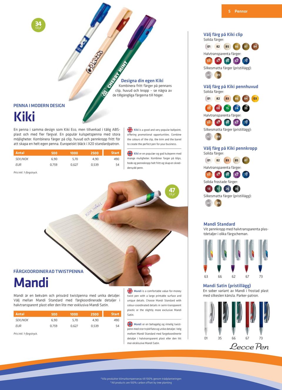 Kombinera färger på clip, huvud och pennkropp fritt för att skapa en helt egen penna. Europeiskt bläck i X20 standardpatron.